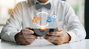 AI Chatbot Conversation on Smartphone Smart Assistant Technology