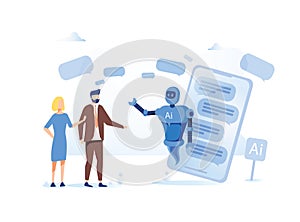 AI, Chatbot, robotics online support Human interactive tech interaction. Artificial intelligence. Humanoid robot