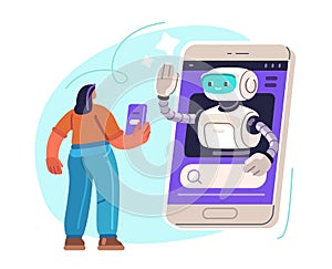 AI chatbot with search bar. Customer inquiries and assistance. Online help or support. Digital technologies photo
