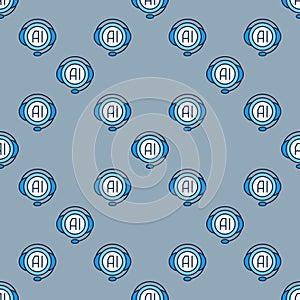 AI ChatBot vector Artificial Intelligence support colored seamless pattern