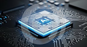 AI Chip - Artificial Intelligence Microprocessor on Circuit Board