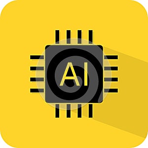 AI chip. Artificial intelligence processor. Microprocessor circuit.