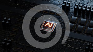 Ai Chip. Content with Blender 3d Application and Program advance tools. Non-Generative AI. 3d rendering photo