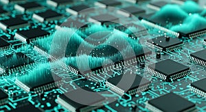 AI Chip Data Analysis Futuristic Microchip Technology Concept