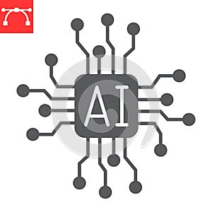 AI chip glyph icon