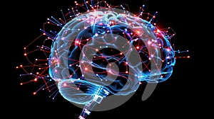 AI Chip Integration in Holographic Brain with Neural Connectivity Visualization photo