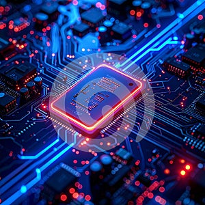 AI Chip Powering a Futuristic Digital Network