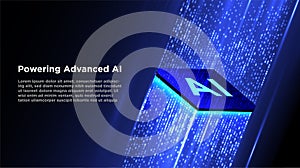 AI chip processing big data. Isometric cpu processor. Chipset concept. high-tech computing power and artificial intelligence