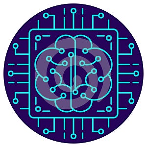 AI Chip Processor icon. Vector thin line illustration
