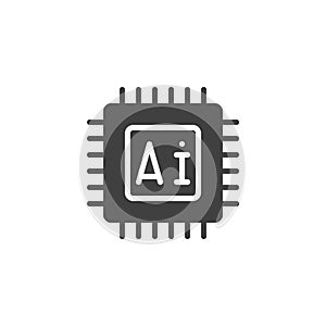 AI chip solid vector icon