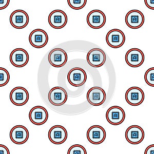 AI Chip vector Artificial Intelligence Computer CPU colored round seamless pattern