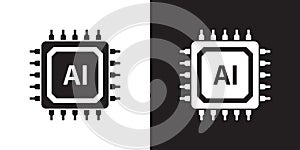 AI chips icon. Futuristic artificial intelligence symbol. Processor chip icon. Computer help assistant. Large data processing,