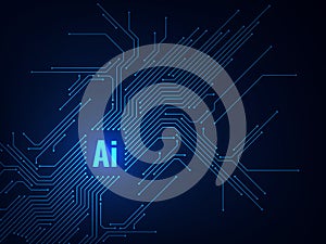 Ai chipset. Circuit board electronic artificial intelligence programming, digital microchip technology, futuristic