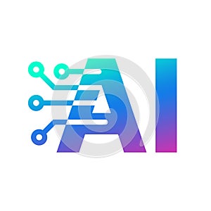 AI circuit icon, Electric processor chip, Artificial intelligence technology