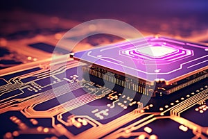 AI circuitry tech. CPU and Computer chip concept
