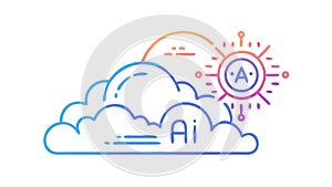 AI cloud brain vector, artificial intelligence data network thinking. vector design Generative AI