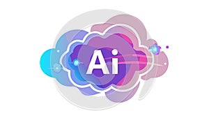 AI Cloud Bubble: Artificial Intelligence, Cloud Computing, Smart Data, vector design Generative AI