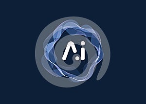 AI Cloud Circle Wave Logo Concept, Artificial Intelligence Abstract Icon. Automation Generate Technology, Computer