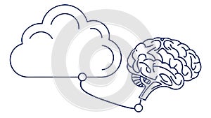 AI and cloud data processing concept with brain and cloud connection. vector design Generative AI
