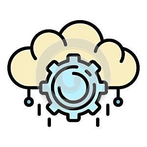 Ai cloud management icon color outline vector