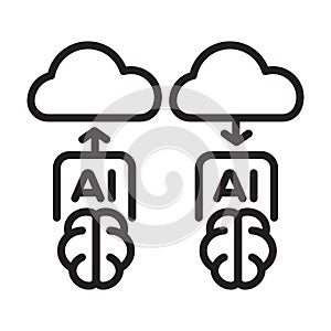 AI Cloud Sync Line Icon Vector for App Website Infographic Technology