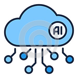 AI Cloud Technology vector Artificial Intelligence Network colored icon or sign