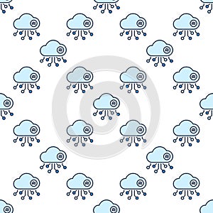 AI Cloud Technology vector Artificial Intelligence Network colored seamless pattern