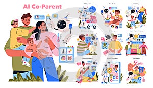 AI Co Parent. Flat Vector photo