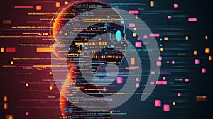 AI Coding Agent. Digital Code, Artificial Intelligence Technology Innovation, Concept Illustration.