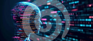 AI Coding Agent with Digital Code, Symbolizing Artificial Intelligence and Technological Innovation