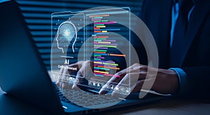 AI coding assistant interface on laptop screen artificial intelligence