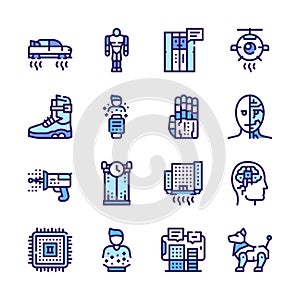 Ai color linear vector icons set