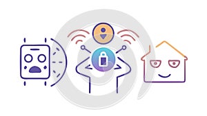AI Communication Network Icon, Robot Data Exchange, vector design Generative AI