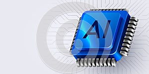 AI Computer chip. Technology concept. CPU processor. Computer microchip.