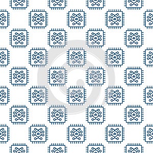 AI Computer Chip vector Artificial Intelligence Tech thin line seamless pattern