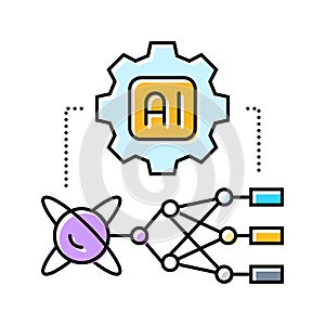 ai and computing merge quantum computer color icon vector illustration