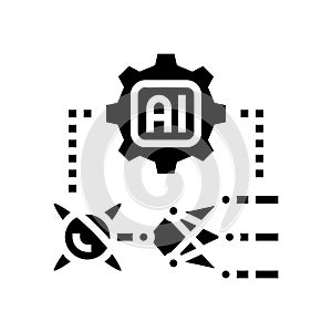 ai and computing merge quantum computer glyph icon vector illustration