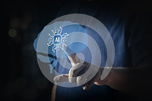 Ai, concept of artificial intelligence. Big data management, computer connection information intelligence technology, Analytic,