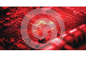 AI concept of China. Flag of China on a processor, CPU Central processing Unit or GPU microchip on a motherboard