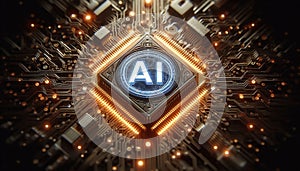 AI concept with computer processor, Artificial Intelligence for the future, Advanced Mobile Microprocessor