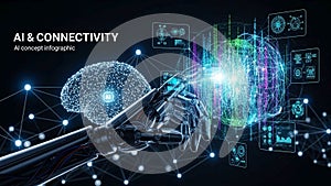 Surrounded by various data visualizations and graphs, indicating tech