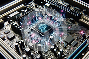 AI-Controlled Motherboard Close-Up