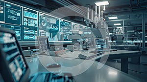 AI-Controlled Pharmaceutical Manufacturing: Futuristic Oversight photo