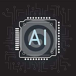 AI cpu computer chip sign icon symbol