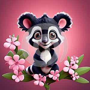 AI-Crafted Indri Delight: Detailed 3D Beauty