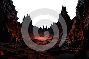 dark alien red landscape. transparent isolated background file.