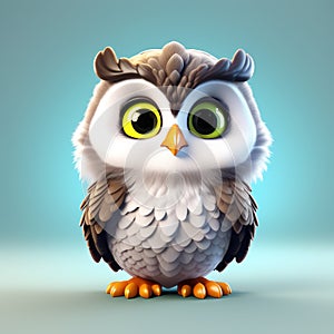 AI-Crafted Owl Delight: Detailed 3D Beauty