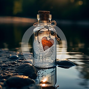 AI creates image, keep love in clear glass bottle