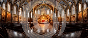 ai creates images, A beautiful Gothic cathedral towers,in the style of baroque ornate details,The Gothic interior