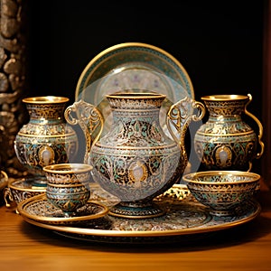 AI creates images of beautiful and ornate thai Benjarong pottery sets